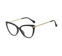 GSKDZG Gafas De Lectura Ojo De Gato Mujer Gafas Presbicia Gran Marco Moda Lectores Anti Luz Azul Gafas De Ordenador Cat Eye(Black,+1.0)