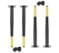 GSKFXJ 20 45 60cm Patas De Muebles De Metalica, 4 Piezas, Patas De Repuesto Cónicas Rectas, Patas De Muebles Inclinado para Mesa De Café,Silla,Gabinetes(Black+Gold,50cm/20in)