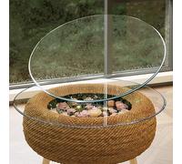 GSKFXJ 55cm Mesa De Cristal Tablero Superficie, Tablero De Mesa Redonda De Vidrio Templado, Mesa Cristal Transparente para Café, Mesa De Comedor(80cm(31.5in))