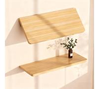 GSKFXJ 80x40cm Mesa Plegable De Pared Escritorio Abatible para Fijar En La Pared, Mesa De Pared De Madera con Soporte, Ahorro De Espacio(Natural Wood,120x30cm/47x12in)