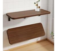 GSKFXJ 80x40cm Mesa Plegable De Pared Escritorio Abatible para Fijar En La Pared, Mesa De Pared De Madera con Soporte, Ahorro De Espacio(Walnut,80x30cm/31.5x12in)