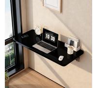 GSKFXJ Escritorio De Plegable De Madera, Mesa Ordenador De Pared para Espacios Pequeños, Mesa Abatible Flotante para Casa, Oficina, Cocina(Black,100x30cm/39x12in)