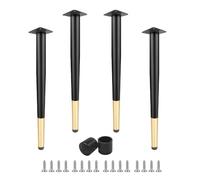 GSKFXJ Juego De 4 Patas De Mesa De Metal 25 65 90cm Patas Inclinadas para Muebles con Pies Ajustables, Pies De Soporte De Repuesto para Mesas De Café, Sofás, Mesas Auxiliares(Black+Gold,30cm/12in)