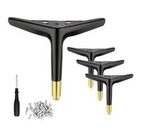 GSKFXJ Juego De 4 Patas De Sofá De Metal, 15 20 25cm Patas De Muebles Modernos, Reemplazo De Pies De Escritorio para Gabinete, Sofá, Silla, Cama Y Tocador(Black+Gold,35CM/13.8in)