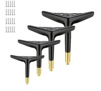 GSKFXJ Juego De 4 Patas De Sofá para Muebles De Metal, 18 20 25cm Repuesto De Patas De Mesa para Gabinete, Silla, Pies De Soporte para Muebles(Black+Gold,12CM/4.7in)