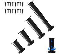 GSKFXJ Juego De 4 Patas De Soporte Altura Ajustable 12-18cm para Muebles, Pata De Mesa De Repuesto De Metal, Pies De Soporte para Silla/Cama/sofá/gabinete/sofá(Black,8-12CM/3.15-4.72in)