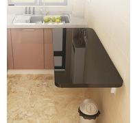 GSKFXJ Mesa De Pared Plegable Flotante, Mesa Abatible De Pared De Madera, Escritorio De Comedor Plegable Flotante, Escritorio para Laptop(Black,60x50cm/24x20in)