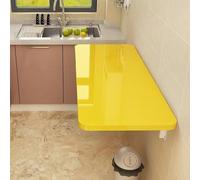 GSKFXJ Mesa De Pared Plegable Flotante, Mesa Abatible De Pared De Madera, Escritorio De Comedor Plegable Flotante, Escritorio para Laptop(Yellow,100x30cm/39x12in)
