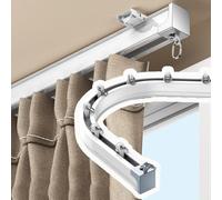 GSKFXJ Rieles De Cortina Curvo Y Recto, Riel De Techo para Cortinas Flexible, Rieles De Aluminio para Cortinas Curvado, Riel Divisor De Ambientes(Top-White,100cm/39.4in)