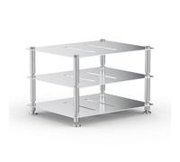 GSKFXJ Soporte Multimedia AV 3 Capas Estante Medios Audio Video Mini Estanteria Equipo De Música, Estante Esquinero para Componentes Estéreo(Silver)