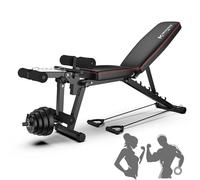 GSKJJT Banco de Abdominales y Pierna Ajustable en 5 Posición Banco de Gimnasio Capacidad de Peso 200KG con 2 Bandas de Entrenamiento para Plano Declinado Inclinado Sit Up