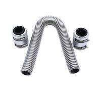 GSKMOTOR Kit de manguera de agua de refrigerante flexible de radiador de acero inoxidable de 24 pulgadas con tapas universales cromado