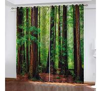 GSKOQD Cortinas Opacas De Habitacion Y Salón Térmicas Aislantes Frío Y Calor para Ventanas 2 Piezas 260X214Cm Cortinas Infantiles Impresión Digital 3D Arboles Naturaleza Paisaje con Ojales