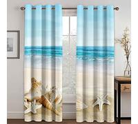 GSKOQD Cortinas Opacas Térmicas Aislantes Frío Y Calor - Cortinas con Ojales para Dormitorio Salon - Impresión 3D Conchas De Playa De Moda - Cortinas para Ventanas 2 Piezas 200 X 200 Cm（An X Al）