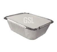 GSL? - 50 x SILVER ALUMINIUM FOIL CONTAINERS TRAYS + LIDS No2 - MADE IN ENGLAND