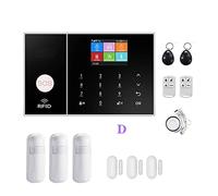 GSM WiFi Sistema de alarma de seguridad Control de la aplicación Smart Home GPRS Kit de alarma inalámbrico de 433MHz con Pir Sensor sensor de puerta de sirena y RFID(D)