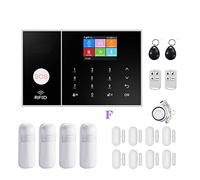 GSM WiFi Sistema de alarma de seguridad Control de la aplicación Smart Home GPRS Kit de alarma inalámbrico de 433MHz con Pir Sensor sensor de puerta de sirena y RFID(F)