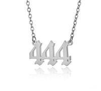 Gsoouas Collar con colgante de ángel con número de la suerte 111-999, regalo conmemorativo, pulsera de acero inoxidable, anillo tobillera para hombres y mujeres, Acero inoxidable, gema na