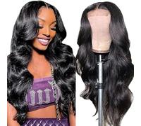 Gsoroel 26 Inch 4x1 Lace Front Human Hair Wig Body Wave Glueless Wig Swiss Lace 1B Natural Black Color Brazilian Virgin Cabello Humano Pre Plucked With Baby Hair For Women