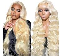 Gsoroel 26 pulgadas 13 x 4 Swiss Lace Front Peluca Mujer Wig Body Wave Glueless Wig #613 Light Blonde Brazilian Virgin Human Hair Pre Plucked With Natural Hairline