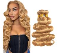 Gsoroel 30 32 34 Inch Body Wave Peluca Niña Bundles Human Hiar Unprocessed Brazilian Virgin Human Hair Extensions #27 Honey Blonde Cabello Humano Bundle With Minimal Shedding For Women
