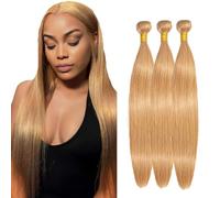 Gsoroel 30 32 34 Inch Straight Peluca Niña Bundles Human Hiar Unprocessed Brazilian Virgin Human Hair Extensions #27 Honey Blonde Cabello Humano Bundle With Minimal Shedding For Women