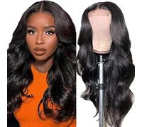 Gsoroel 34 Inch 4x1 Lace Front Human Hair Wig Body Wave Glueless Wig Swiss Lace 1B Natural Black Color Brazilian Virgin Cabello Humano Pre Plucked With Baby Hair For Women