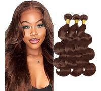 Gsoroel Body Wave Bundles Human Hair Extension Brazilian Virgin Hair Minimal Shedding For Women Unprocessed Bundles #4 Chocolate Brown Color pelucas mujer pelo natural humano 18 20 22 Inch
