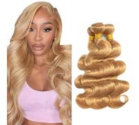Gsoroel Body Wave Peluca Niña Bundles Human Hiar Unprocessed Brazilian Virgin Human Hair Extensions #27 Honey Blonde Cabello Humano Bundle With Minimal Shedding For Women 22 24 26 Inch