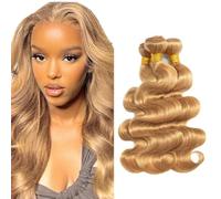 Gsoroel Body Wave Peluca Niña Bundles Human Hiar Unprocessed Brazilian Virgin Human Hair Extensions #27 Honey Blonde Cabello Humano Bundle With Minimal Shedding For Women 20 22 24 Inch