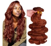 Gsoroel Body Wave Peluca Niña Bundles Human Hiar Unprocessed Brazilian Virgin Human Hair Extensions #33 Reddish Brown Cabello Humano Bundle With Minimal Shedding For Women 4 16 18 Inch