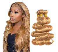 Gsoroel Body Wave Peluca Niña Bundles Human Hiar Unprocessed Brazilian Virgin Human Hair Extensions #27 Honey Blonde Cabello Humano Bundle With Minimal Shedding For Women 16 18 20 Inch