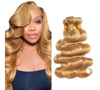 Gsoroel Body Wave Peluca Niña Bundles Human Hiar Unprocessed Brazilian Virgin Human Hair Extensions #27 Honey Blonde Cabello Humano Bundle With Minimal Shedding For Women 18 20 22 Inch