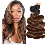 Gsoroel Human Hiar Peluca virgen brasileña para mujer, extensiones onduladas para el cuerpo, #4/30, paquete de cabello humano marrón con un mínimo desprendimiento para el cabello de mujer 40,52 cm