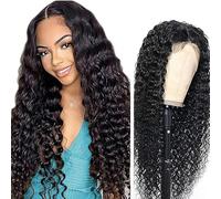 Gsoroel Parrucche Capelli Veri 13x1 Swiss Lace Front Human Hair Wig Deep Wave Glueless Wig 1B Natural Black Brazilian Virgin Hair Pre Plucked With Natural Hairline 32 Inch