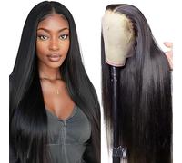 Gsoroel Parrucche Capelli Veri 13x1 Swiss Lace Front Human Hair Wig Straight Glueless Wig 1B Natural Black Brazilian Virgin Hair Pre Plucked With Natural Hairline 32 Inch