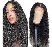 Gsoroel Parrucche Capelli Veri 13x1 Swiss Lace Front Human Hair Wig Water Wave Glueless Wig 1B Natural Black Brazilian Virgin Hair Pre Plucked With Natural Hairline 22 Inch