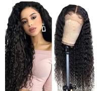 Gsoroel Parrucche Capelli Veri 13x1 Swiss Lace Front Human Hair Wig Water Wave Glueless Wig 1B Natural Black Brazilian Virgin Hair Pre Plucked With Natural Hairline 32 Inch