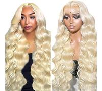 Gsoroel Parrucche Capelli Veri 13x4 Swiss Lace Front Human Hair Wig Body Wave Glueless Wig #613 Light Blonde Brazilian Virgin Hair Pre Plucked With Natural Hairline 14 Inch