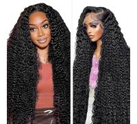 Gsoroel Parrucche Capelli Veri 13x4 Swiss Lace Front Human Hair Wig Kinky Curly Glueless Wig 1B Natural Black Brazilian Virgin Hair Pre Plucked With Natural Hairline 20 Inch