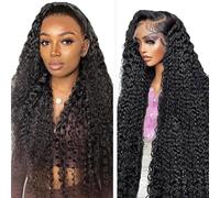 Gsoroel Parrucche Capelli Veri 13x4 Swiss Lace Front Human Hair Wig Kinky Curly Glueless Wig 1B Natural Black Brazilian Virgin Hair Pre Plucked With Natural Hairline 18 Inch