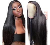 Gsoroel Peluca Rumi Niña 13x1 Swiss Lace Front Wig Straight Glueless Wig 1B Natural Black Brazilian Virgin Human Hair Pre Plucked With Natural Hairline 24 Inch