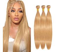 Gsoroel Straight Peluca Niña Bundles Human Hiar Unprocessed Brazilian Virgin Human Hair Extensions #27 Honey Blonde Cabello Humano Bundle With Minimal Shedding For Women 4 16 18 Inch
