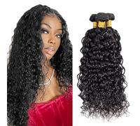 Gsoroel Water Wave Peluca Niña Bundles Human Hiar Unprocessed Brazilian Virgin Human Hair Extensions 1B Natural Black Cabello Humano Bundle With Minimal Shedding For Women 22 24 26 Inch