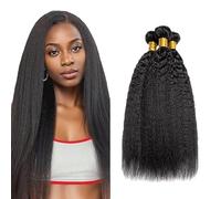 Gsoroel Yaki Straight Peluca Niña Bundles Human Hiar Unprocessed Brazilian Virgin Human Hair Extensions #1B Natural Black Cabello Humano Bundle With Minimal Shedding 16 18 20 Inch