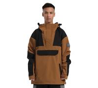GSOU SNOW Chaqueta de Snowboard Baggy Homme Cortaviento Aislada Anoraks | 15K Impermeable, Transpirable, Chaqueta Unisex Color-Block, Capucha & Puños Ajustables, Múltiples Bolsillos, Falda Anti-Nieve