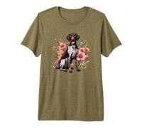 GSP Hunting Dog Vintage Flowers German Shorthaired Pointer Camiseta Premium