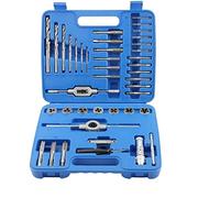 GSR Juego de machos de rosca, 40 piezas, rosca métrica M3 a M12 HSS-G, machos de rosca, terrajas de corte, broca de núcleo, herramientas de sujeción, plantilla de rosca y destornillador.