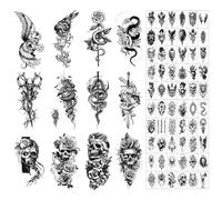 Gsrhzd Tatuajes Temporales, 72 Hojas Tatuajes Temporales Adultos para Hombres y Mujeres, Impermeable Realista Personalizado Tatuajes Falsos para Cuerpo Brazo Cuello, Calavera