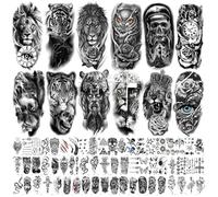 Gsrhzd Tatuajes Temporales, 72 Hojas Tatuajes Temporales Adultos para Hombres y Mujeres, Impermeable Realista Personalizado Tatuajes Falsos para Cuerpo Brazo Cuello, Tigre